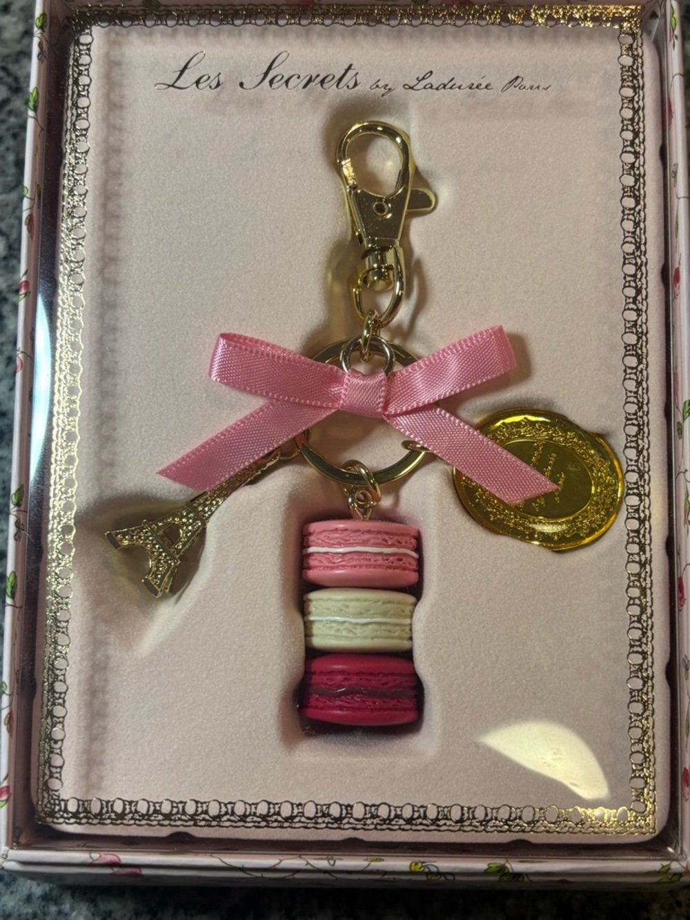 Les Secrets by Ladurée Pink Macaron Keychain Key & Card Holder